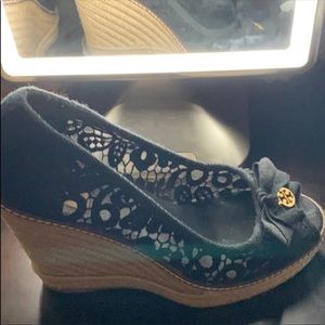 Tory Burch black wedges size 7